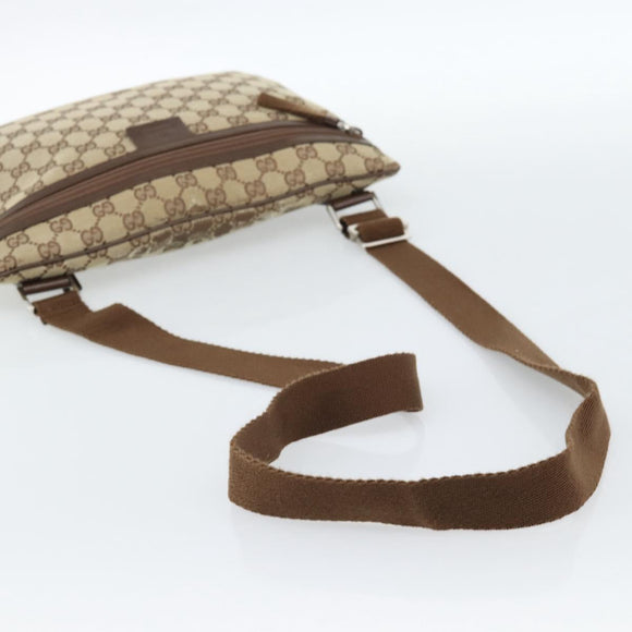 GUCCI GG Canvas Shoulder Bag Beige Silver 90476 Auth ep14683