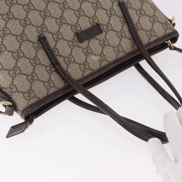 GUCCI GG Supreme Hand Bag PVC Beige Gold 353440 Auth ep14684