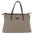GUCCI GG Supreme Hand Bag PVC Beige Gold 353440 Auth ep14684-13