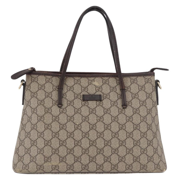 GUCCI GG Supreme Hand Bag PVC Beige Gold 353440 Auth ep14684