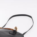 GUCCI Bamboo Hand Bag Leather 2way Black Gold 000 1186 0289 Auth ep14685-10