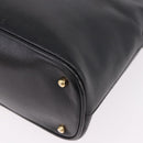 GUCCI Bamboo Hand Bag Leather 2way Black Gold 000 1186 0289 Auth ep14685-13