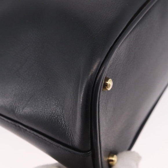 GUCCI Bamboo Hand Bag Leather 2way Black Gold 000 1186 0289 Auth ep14685