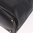 GUCCI Bamboo Hand Bag Leather 2way Black Gold 000 1186 0289 Auth ep14685-15