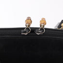GUCCI Bamboo Hand Bag Leather 2way Black Gold 000 1186 0289 Auth ep14685-16