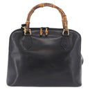 GUCCI Bamboo Hand Bag Leather 2way Black Gold 000 1186 0289 Auth ep14685-2