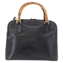 GUCCI Bamboo Hand Bag Leather 2way Black Gold 000 1186 0289 Auth ep14685-3