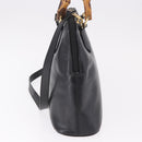 GUCCI Bamboo Hand Bag Leather 2way Black Gold 000 1186 0289 Auth ep14685-4
