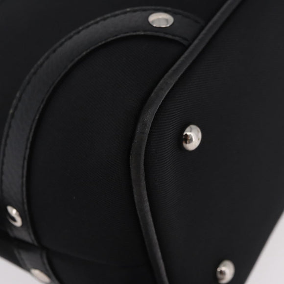BURBERRY Nova Check Hand Bag Canvas Black Silver Auth ep14686V