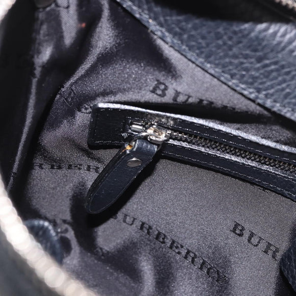 BURBERRY Nova Check Hand Bag Canvas Black Silver Auth ep14686V