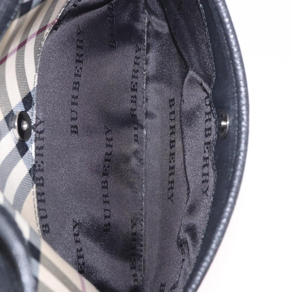 BURBERRY Nova Check Hand Bag Canvas Black Silver Auth ep14686V