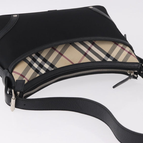BURBERRY Nova Check Hand Bag Canvas Black Silver Auth ep14686V
