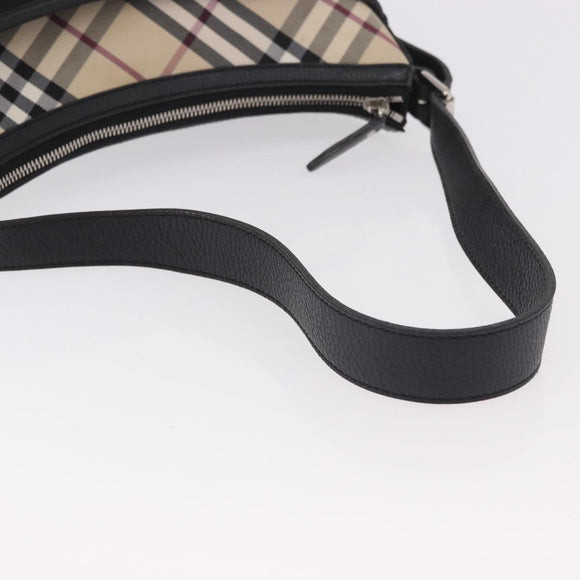 BURBERRY Nova Check Hand Bag Canvas Black Silver Auth ep14686V