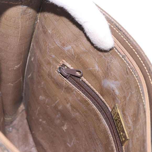 FENDI Zucchino Canvas Shoulder Bag Beige Auth ep14688