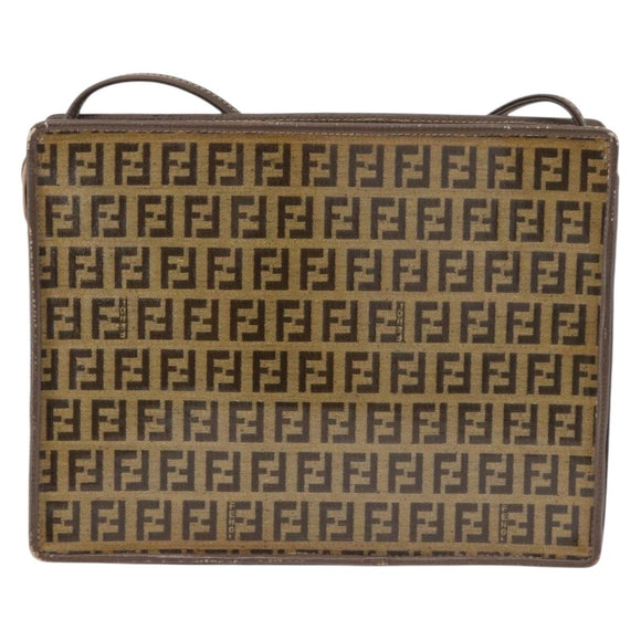 FENDI Zucchino Canvas Shoulder Bag Beige Auth ep14688