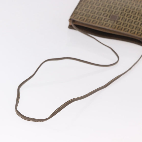 FENDI Zucchino Canvas Shoulder Bag Beige Auth ep14688