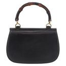 GUCCI Bamboo Hand Bag Leather Black Gold Auth ep14689A-2