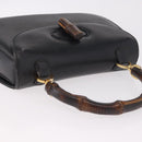 GUCCI Bamboo Hand Bag Leather Black Gold Auth ep14689A-6