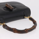 GUCCI Bamboo Hand Bag Leather Black Gold Auth ep14689A-7