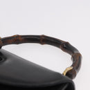 GUCCI Bamboo Hand Bag Leather Black Gold Auth ep14689A-8