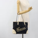 GUCCI Tote Bag Canvas Navy Gold 170007 Auth ep14690-23