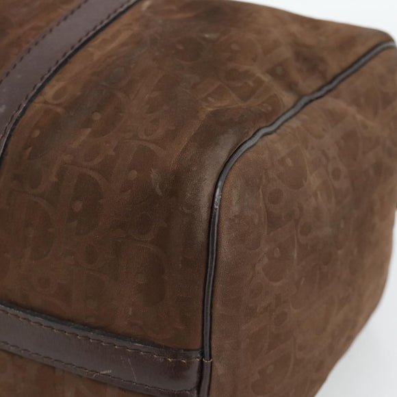 Christian Dior Trotter Canvas Boston Tasche Wildleder Braun Gold Auth ep14691