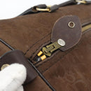 Christian Dior Trotter Canvas Boston Tasche Wildleder Braun Gold Auth ep14691-10