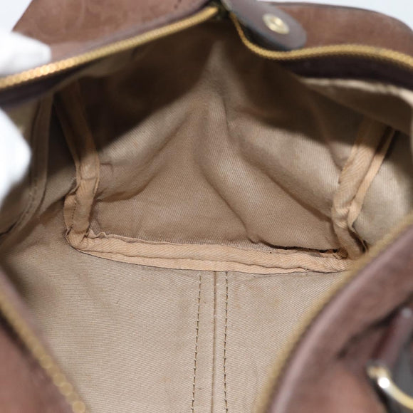 Christian Dior Trotter Canvas Boston Tasche Wildleder Braun Gold Auth ep14691