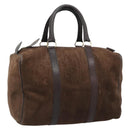 Christian Dior Trotter Canvas Boston Tasche Wildleder Braun Gold Auth ep14691-1