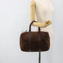 Christian Dior Trotter Canvas Boston Tasche Wildleder Braun Gold Auth ep14691-20