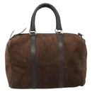 Christian Dior Trotter Canvas Boston Tasche Wildleder Braun Gold Auth ep14691-13