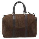 Christian Dior Trotter Canvas Boston Tasche Wildleder Braun Gold Auth ep14691-2