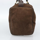 Christian Dior Trotter Canvas Boston Tasche Wildleder Braun Gold Auth ep14691-3