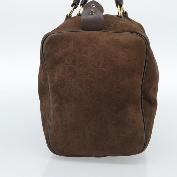 Christian Dior Trotter Canvas Boston Tasche Wildleder Braun Gold Auth ep14691