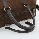 Christian Dior Trotter Canvas Boston Tasche Wildleder Braun Gold Auth ep14691-7