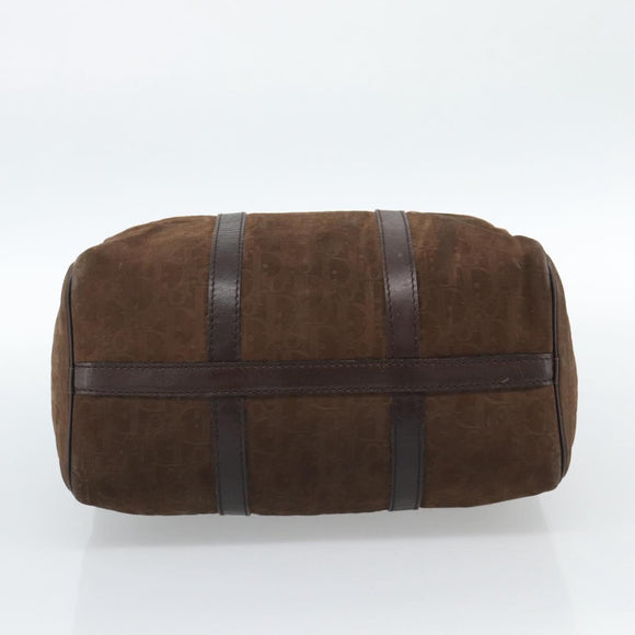 Christian Dior Trotter Canvas Boston Tasche Wildleder Braun Gold Auth ep14691