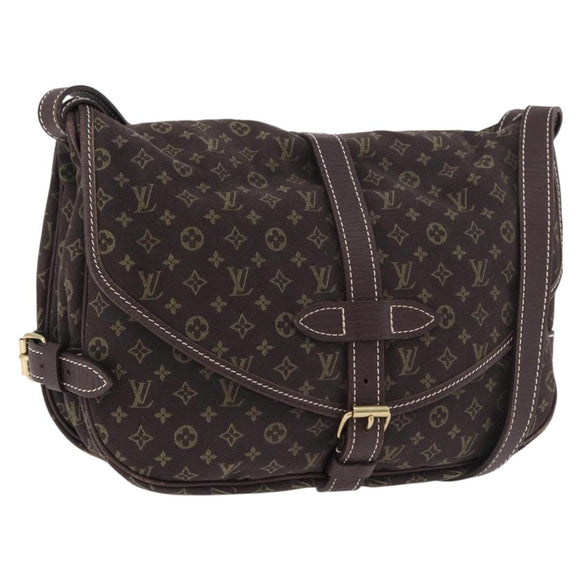 LOUIS VUITTON Monogram Mini Lin Saumur PM Bag Brown M95227 LV Auth ep14693V