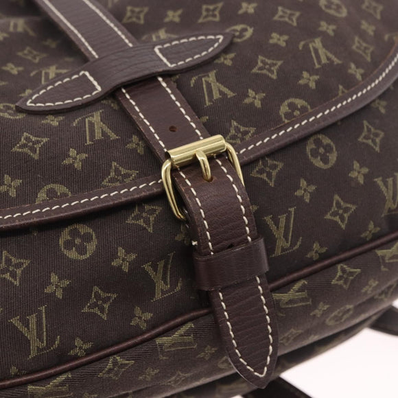 LOUIS VUITTON Monogram Mini Lin Saumur PM Bag Brown M95227 LV Auth ep14693V