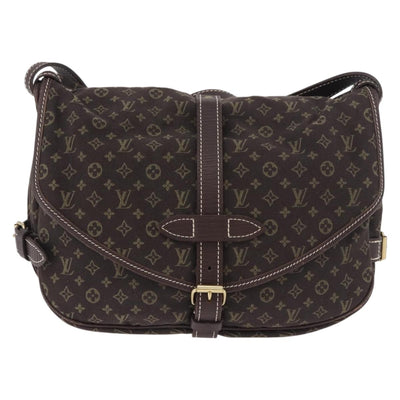 LOUIS VUITTON Monogram Mini Lin Saumur PM Bag Brown M95227 LV Auth ep14693V - 0