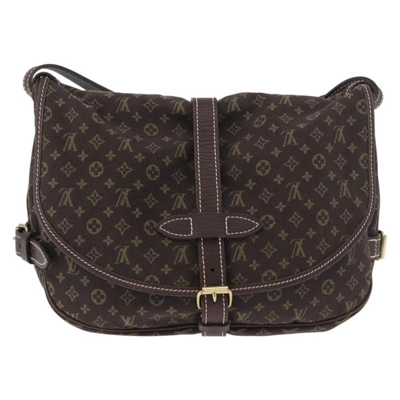 LOUIS VUITTON Monogram Mini Lin Saumur PM Bag Brown M95227 LV Auth ep14693V