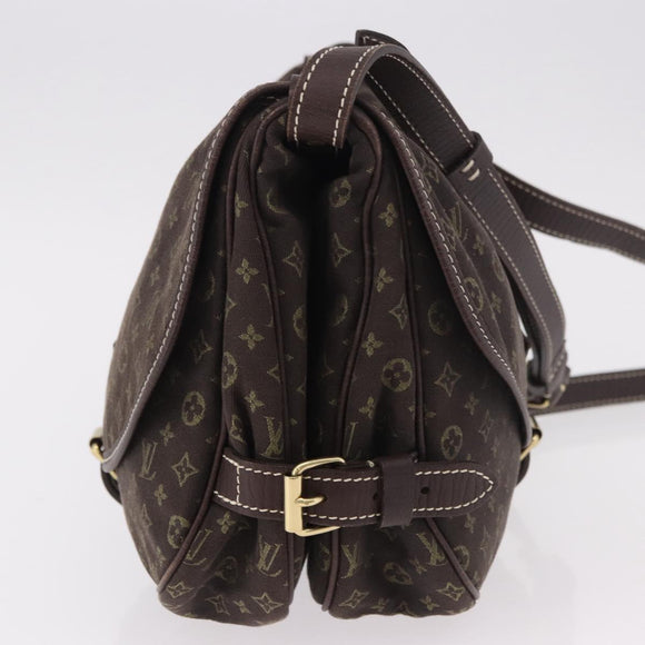 LOUIS VUITTON Monogram Mini Lin Saumur PM Bag Brown M95227 LV Auth ep14693V
