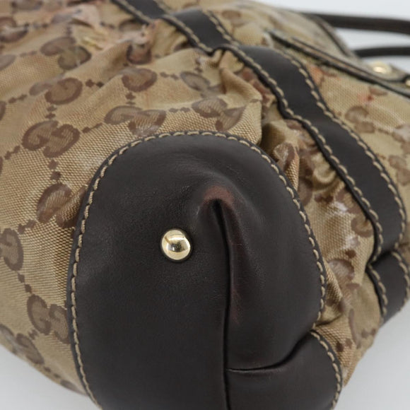 GUCCI GG Crystal Hand Bag Coated Canvas Beige Gold 223964 Auth ep14695