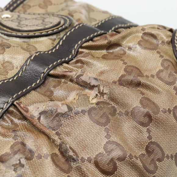 GUCCI GG Crystal Hand Bag Coated Canvas Beige Gold 223964 Auth ep14695