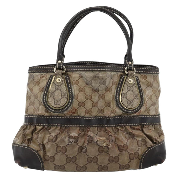 GUCCI GG Crystal Hand Bag Coated Canvas Beige Gold 223964 Auth ep14695