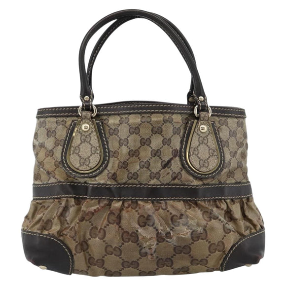 GUCCI GG Crystal Hand Bag Coated Canvas Beige Gold 223964 Auth ep14695