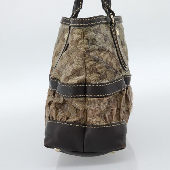 GUCCI GG Crystal Hand Bag Coated Canvas Beige Gold 223964 Auth ep14695