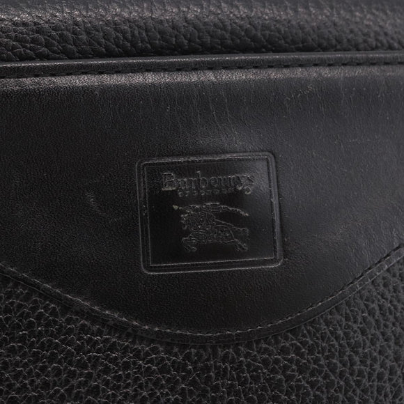 Burberrys Shoulder Bag Leather Black Gold Auth ep14701