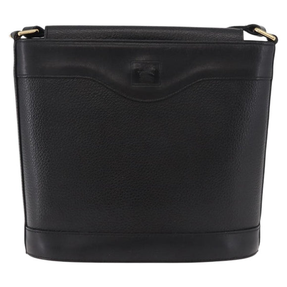 Burberrys Shoulder Bag Leather Black Gold Auth ep14701