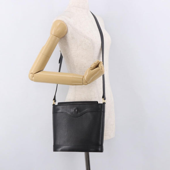 Burberrys Shoulder Bag Leather Black Gold Auth ep14701