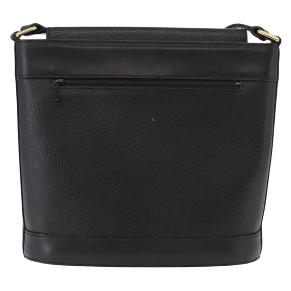 Burberrys Shoulder Bag Leather Black Gold Auth ep14701